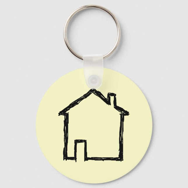 Porte-clés Croquis de maison. Noir et Crème. (Recto)