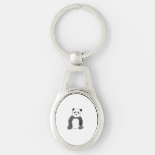 Porte-clés Croquis de panda en noir et blanc