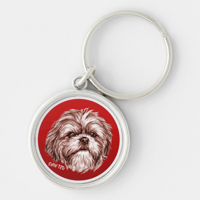 Porte-clés Croquis de Shih Tzu (Devant)