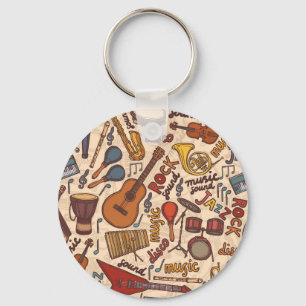 Porte-clés Croquis Musical : Colorful Vintage sans couture.