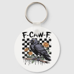 Porte-clés Crow Flowral, F-Caw-F Funny Bird FCAWF Moon Gothiq