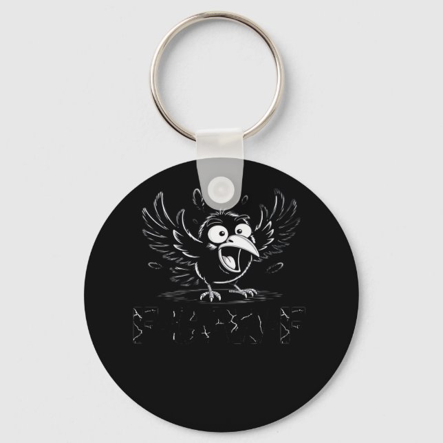 Porte-clés Crow, Retro F-Caw-F Bird Crow Funny Crow Bird Cawi (Recto)