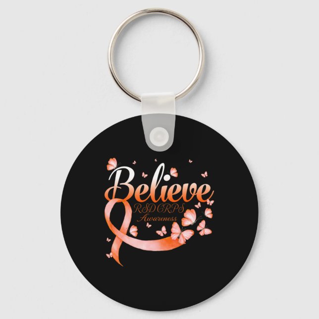 Porte-clés Croyez le papillon de sensibilisation RSD CRPS (Recto)