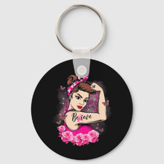 Porte-clés Croyez Pink Ribbon Strong Femmes Cancer du Sein Aw
