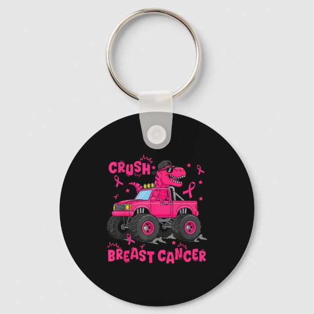 Porte-clés Crush Breast Cancer Awareness Monster Truck Dinosa (Recto)