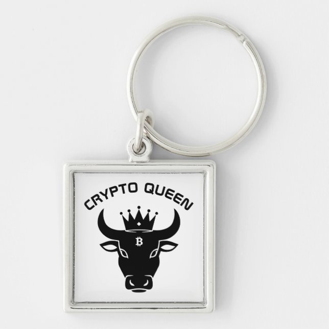 Porte-clés Crypto Queen Personnalisé Blanc (Devant)