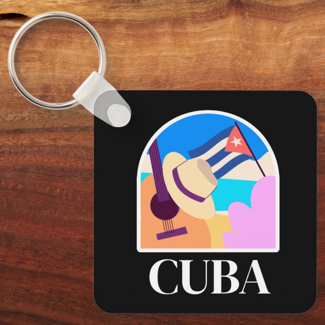 Porte-clés Cuba Drapeau Salsa Vintage (Recto)