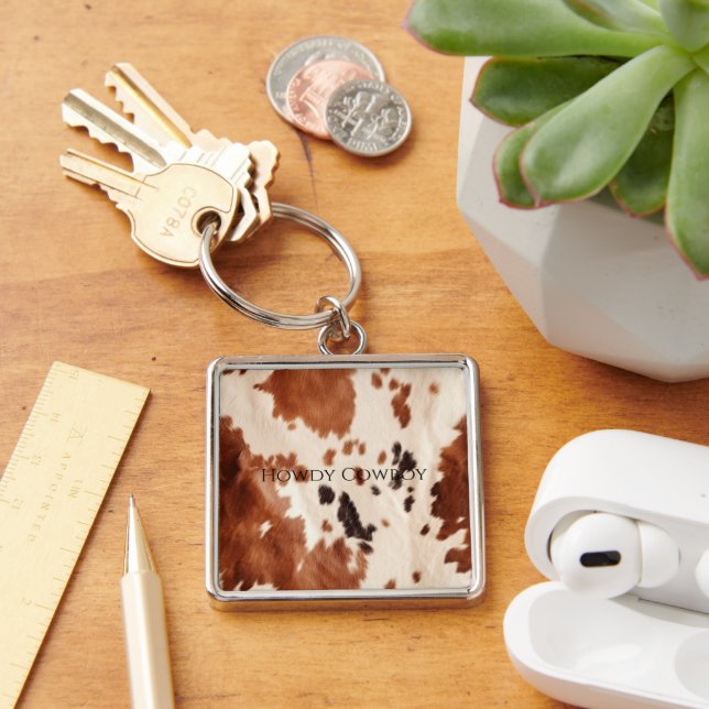 Porte-clés Cuir de vache sud-ouest crème marron (Bureau)