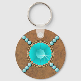 Porte-clés Cuir et perles turquoise PORTE - CLÉ PERSONNALISÉ
