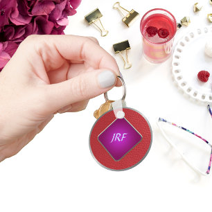 Porte-clés Cuir texturé Rouge Faux