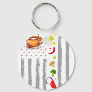 Porte-clés cuisine à café - Drapeau américain vintage USA pou