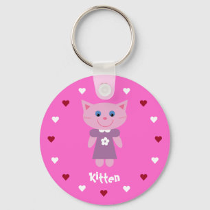 Porte-clés Cuisine et Cute Kitten & Hearts Personnalisable Ro