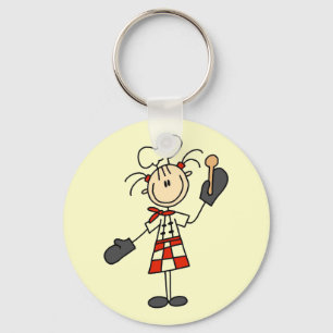 Porte-clés Cuisinière avec maniques et cuillère en bois