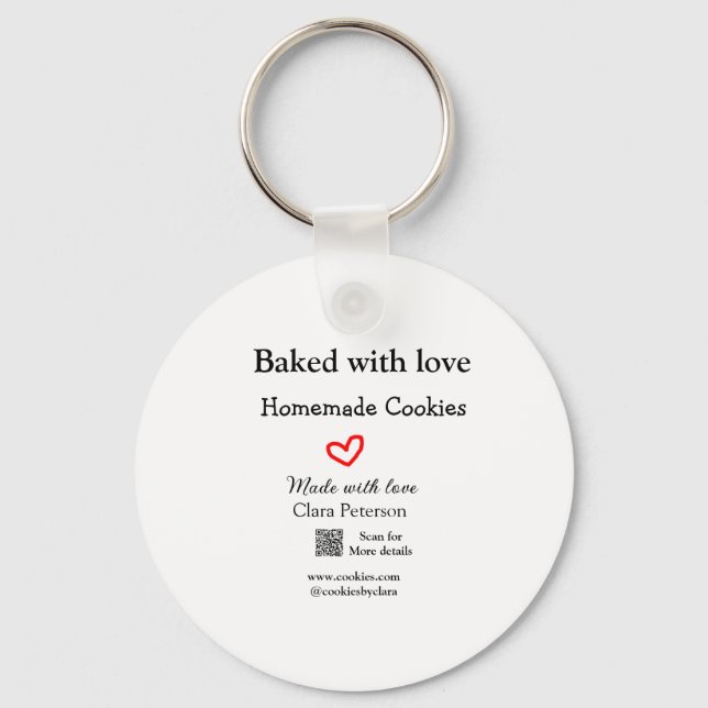 Porte-clés Cuit avec amour maison cookies ajouter QR fait ave (Recto)