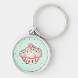 Porte-clés Cupcake au Chocolat Menthe Rose