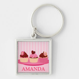 Porte-clés Cupcake de la Saint-Valentin rose