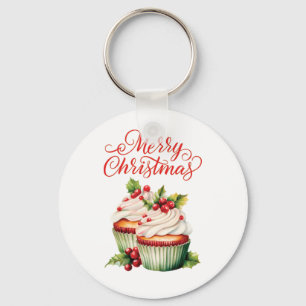 Porte-clés Cupcake de Noël Holly Berry