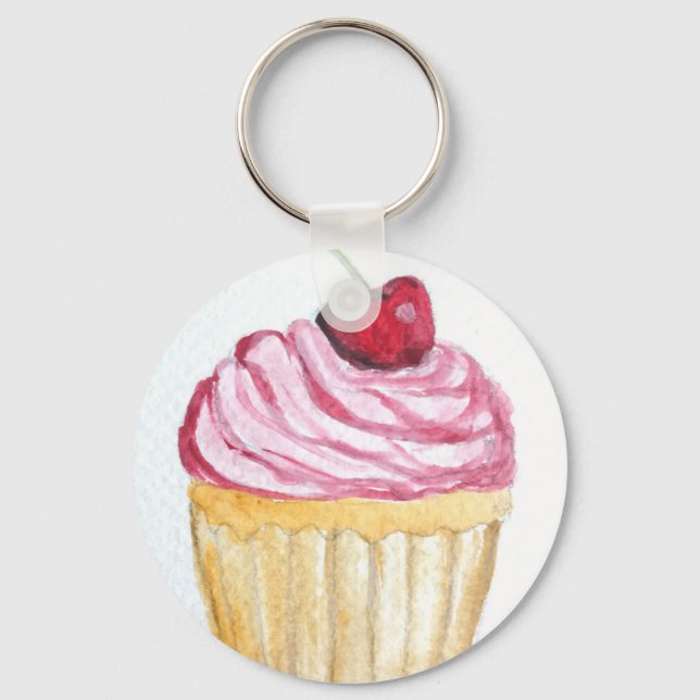 Porte-clés cupcake rose à la cerise (Recto)
