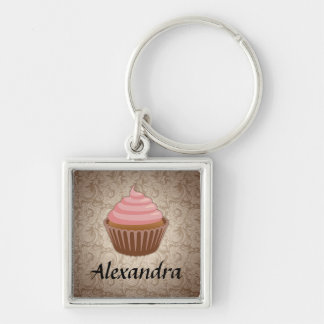 Porte-clés Cupcake rose et Brown doux, Keepsaké personnalisé