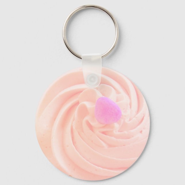 Porte-clés Cupcake rose gelé bonbon coeur mignon (Recto)