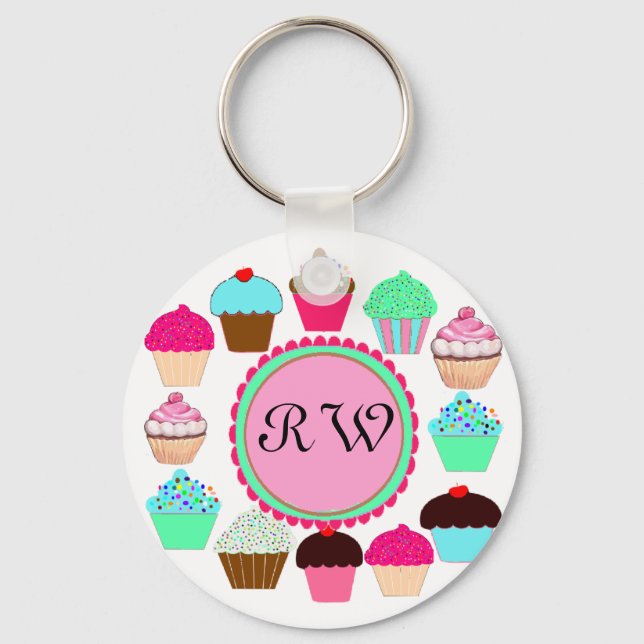 Porte-clés Cupcakes colorés - Personnalisé (Recto)