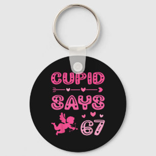 Porte-clés Cupidon dit 67 mèmes drôles rose Saint-Valentin