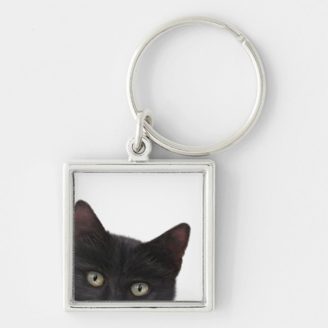 Porte-clés Curious Kitty peinture numérique (Devant)