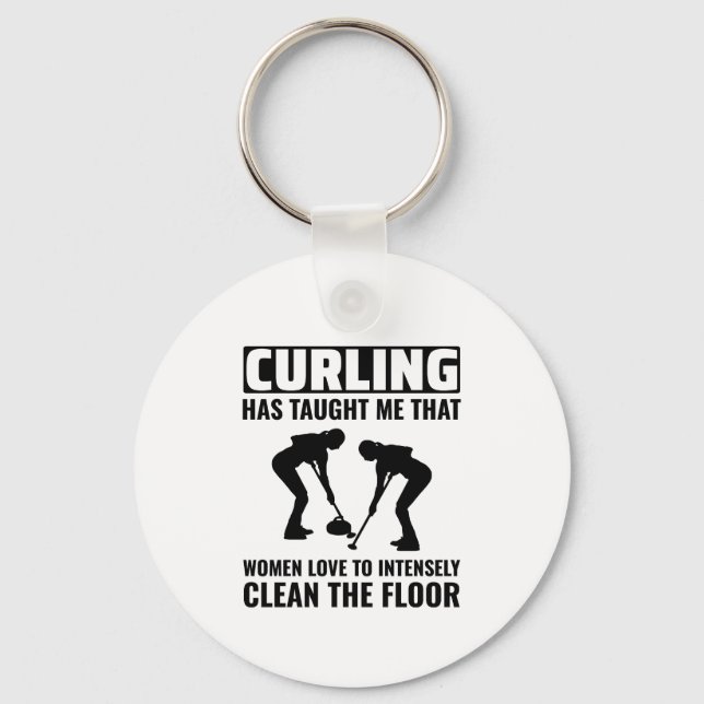 Porte-clés Curling en pierre hiver Curler sport glace (Recto)
