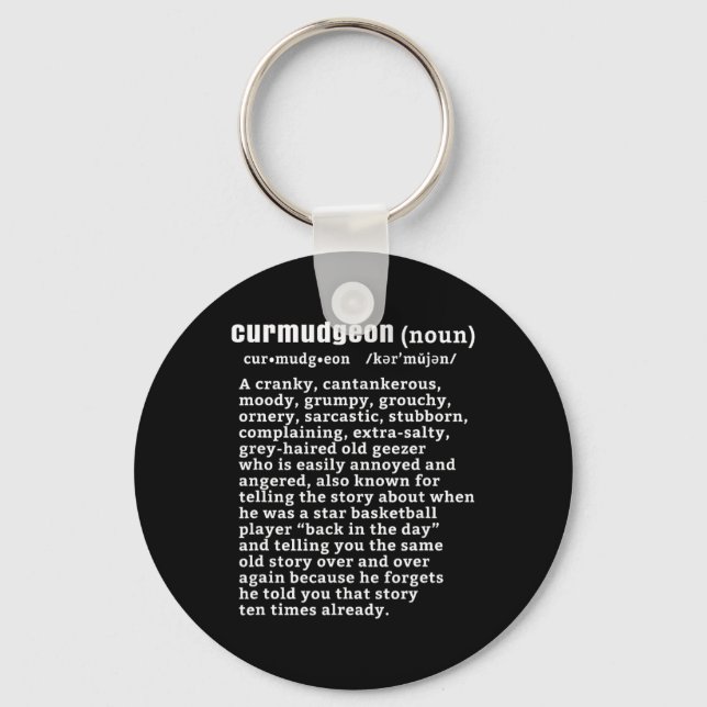 Porte-clés Curmudgeon (bysketbyll Version) Fun Senior Citizen (Recto)