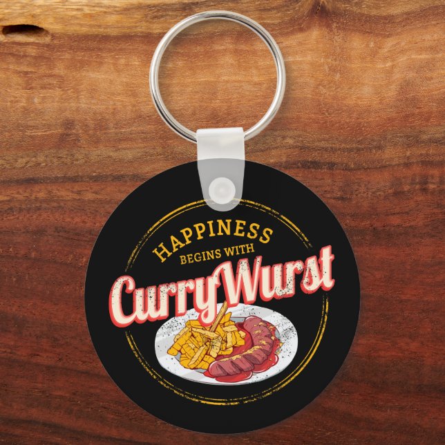 Porte-clés Currywurst Saucisse rétro Vintage frites (Recto)