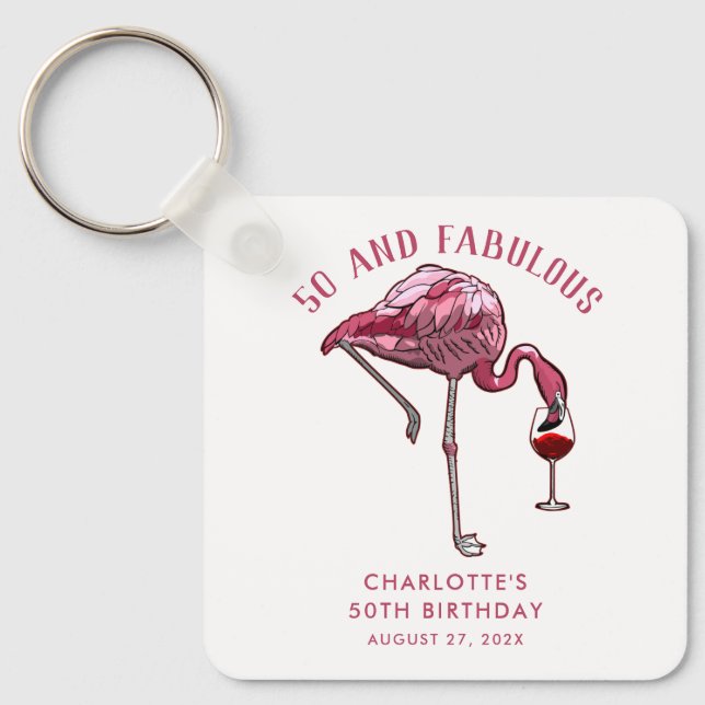 Porte-clés Custom 50th Birthday Flamingo Favors Swag (Recto)