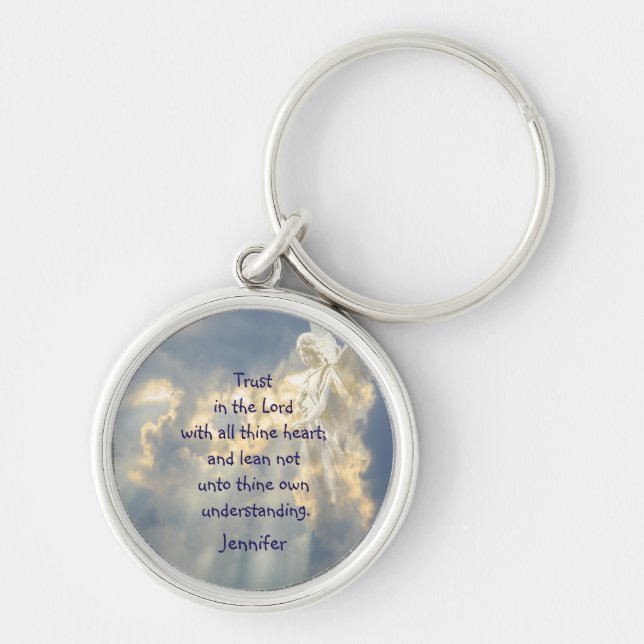 Porte-clés Custom Angel Trust in the Lord Quote Inspirational (Devant)