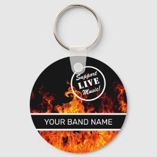 Porte-clés Custom Band Merch Support Live Music Flames Rock
