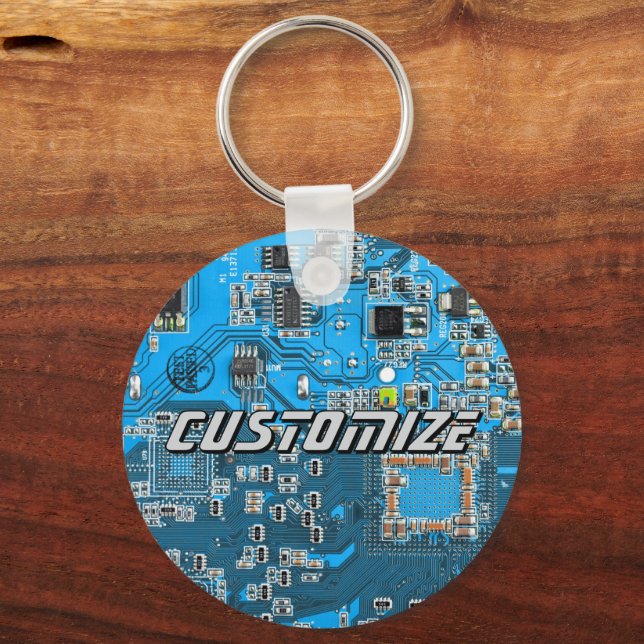 Porte-clés Custom Blue PCB Circuit Board for IT Pros 2 (Recto)