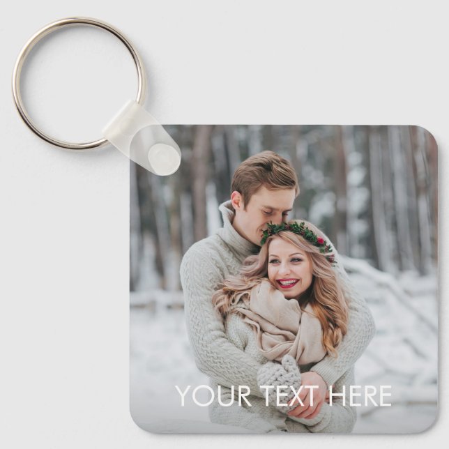 Porte-clés Custom Caption Personalized Photo Keychain (Recto)
