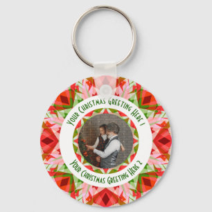 Porte-clés Custom Christmas Star Jolly Red Fun Photo Grey