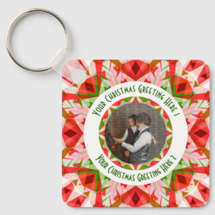 Porte-clés Custom Christmas Star Jolly Red Fun Photo Grey