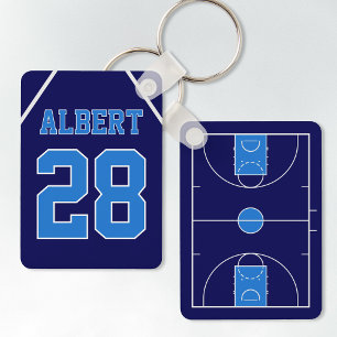 Porte-clés Custom Dark Navy Blue Basketball Court et Jersey