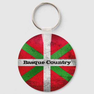 Porte-clés Custom, distressed Basque Country flag, Ikurriña: