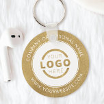 Porte-clés Custom Gold Promotional Business Logo Branded<br><div class="desc">Easily personalize this coaster with your own company logo or custom image. You can change the background color to match your logo or corporate colors. Custom branded keychains with your business logo are useful and lightweight giveaways for clients and employees while also marketing your business. No minimum order quantity. Bring...</div>