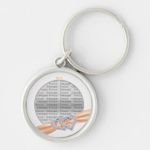 Porte-clés Custom Hearts Tangerine Ribbon Key Chain