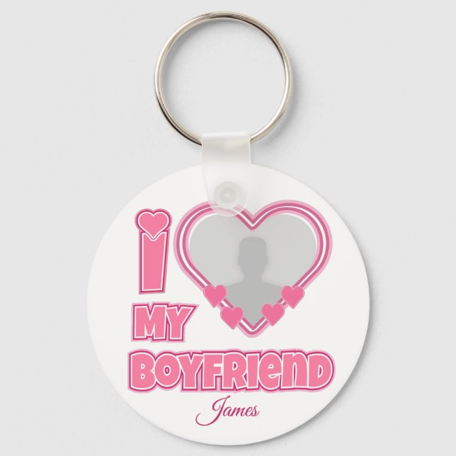 Porte-clés Custom I Love My Boyfriend - Ajouter photo et nom (Recto)