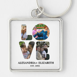 Porte-clés Custom modern love 4 photo collage pour couples