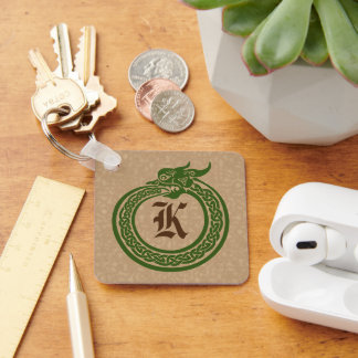 Porte-clés Custom Monogram Celtic Style Ouroboros Keychain