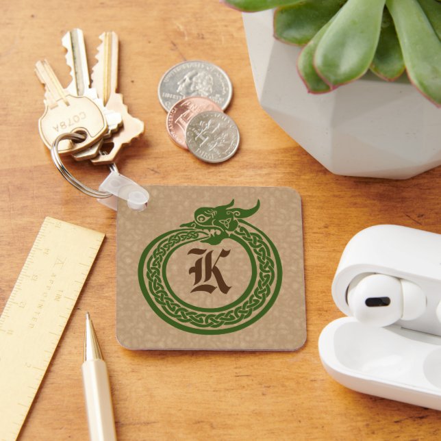 Porte-clés Custom Monogram Celtic Style Ouroboros Keychain (Bureau)