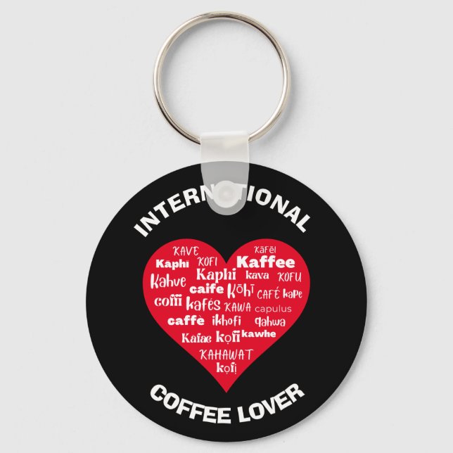 Porte-clés Custom Multilingual COFFEE LOVER (Recto)