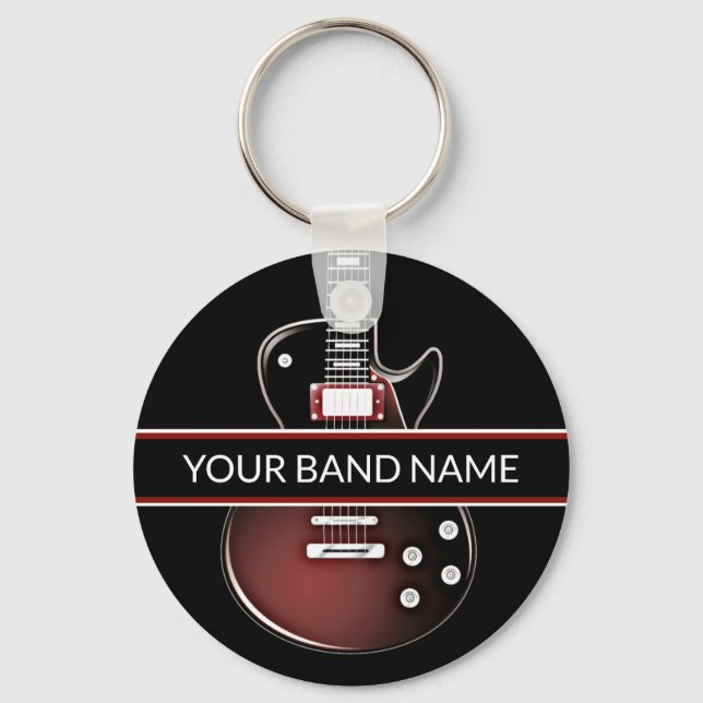 Porte-clés Custom Name Band Guitar Rock & Roll Musician Music (Recto)