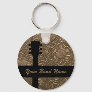 Porte-clés Custom Name Band Merch Rock Guitar Country Music