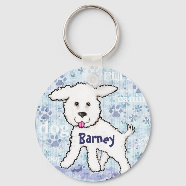 Porte-clés Custom Name Bichon Frise Dog Keychain (Recto)
