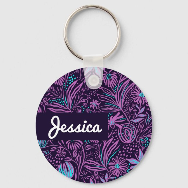 Porte-clés Custom name Floral Keychain (Recto)
